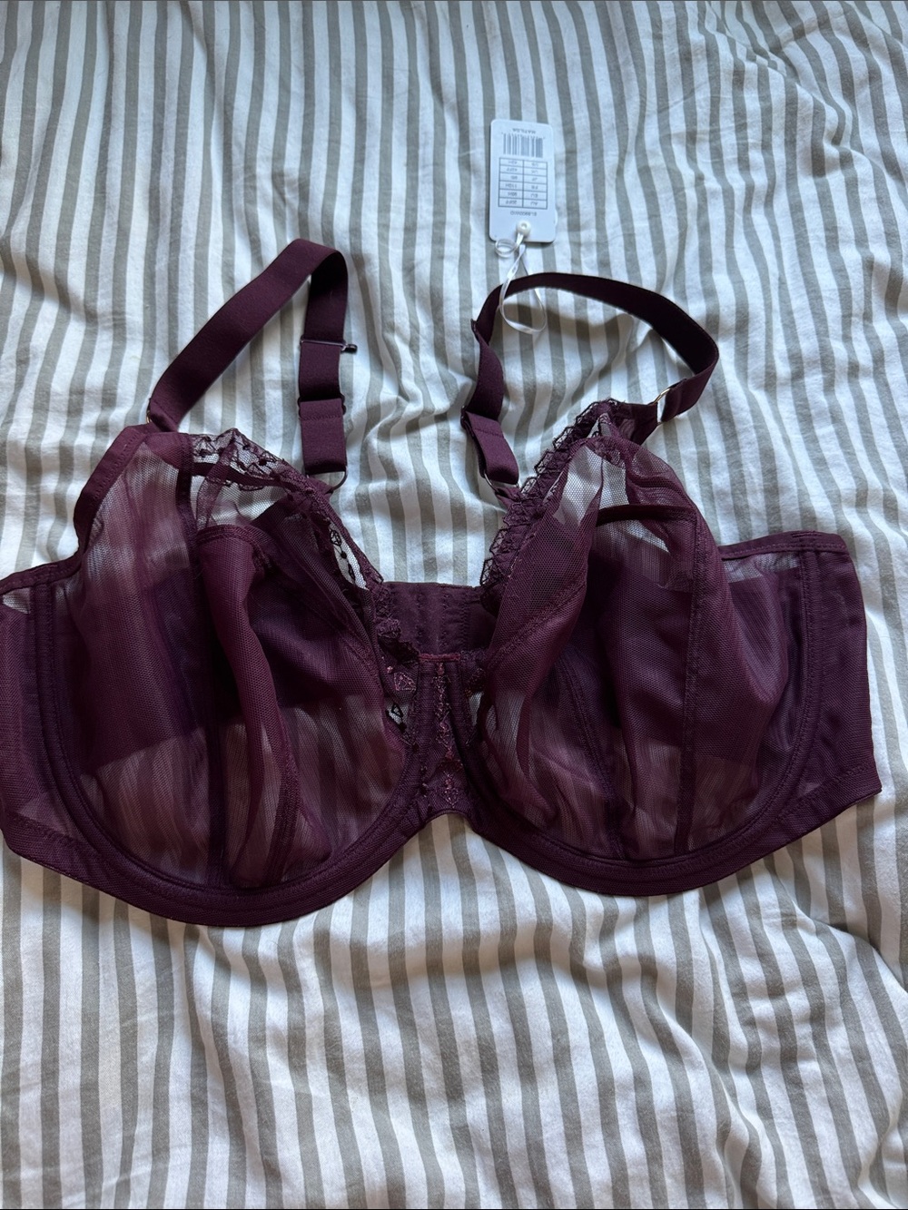 Elomi Sheer Lace Underwire Bra - Plum